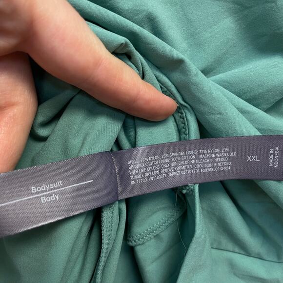 Auden Womens Luxury Collection Green Stretch Long Sleeve Bodysuit Tidal Flow XXL - Picture 6 of 7